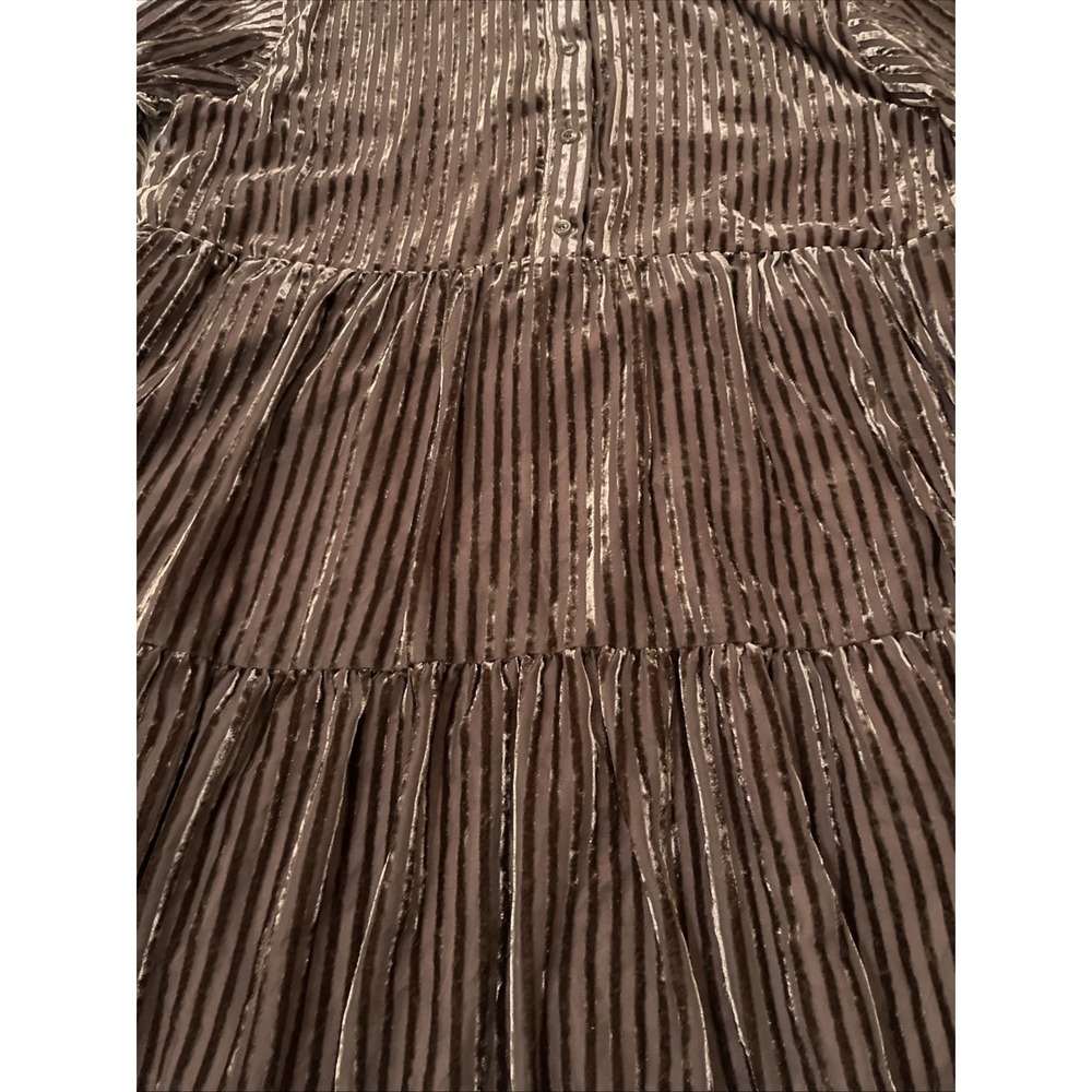 Anthropologie Maeve The Bettina Tiered Shirt Dress Mini Corduroy Edition Brown L - Picture 10 of 13